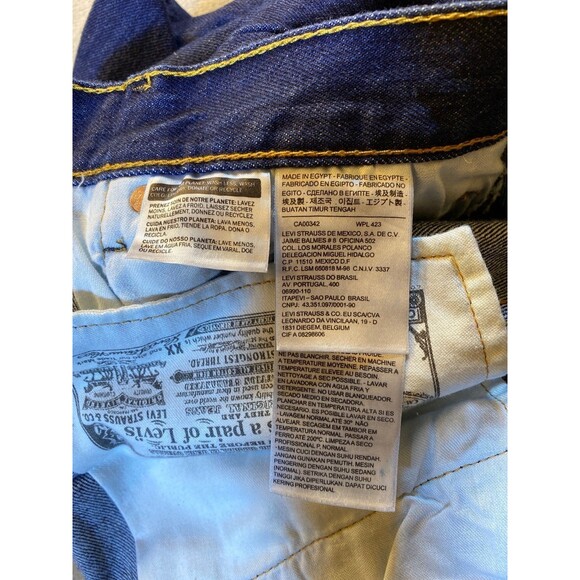 501 Button Fly, Men's, Denim Jeans 34 x 30, 100% Cotton, Dark Stone Wash - Picture 7 of 11